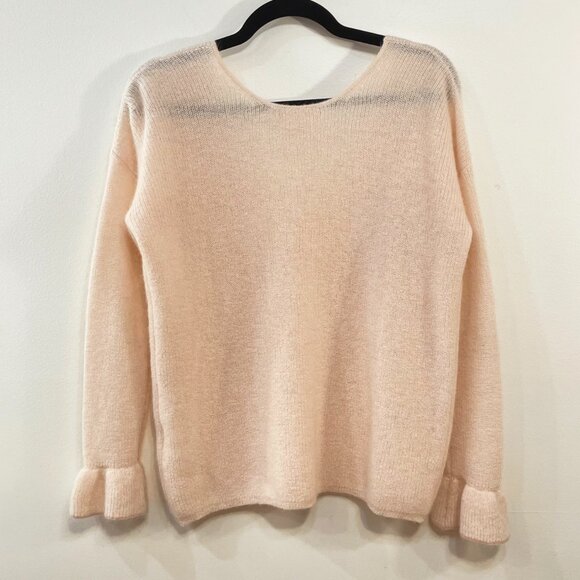 EUC Sézane Fride Alpaca Mohair Ruffle Cuff Sweater Blush Pink Small - Picture 3 of 6